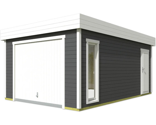 Gartenhaus mit Garagentor, Fenster und Seitentür