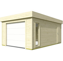 Holzgarage mit Garagentor, Fenster und Tür