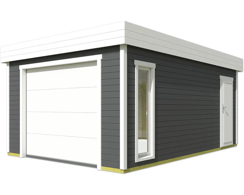 Modernes Gerätehaus mit Garagentor, Fenster und Tür