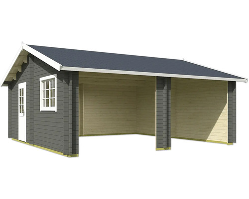 Holzgarage mit Tür und Fenster