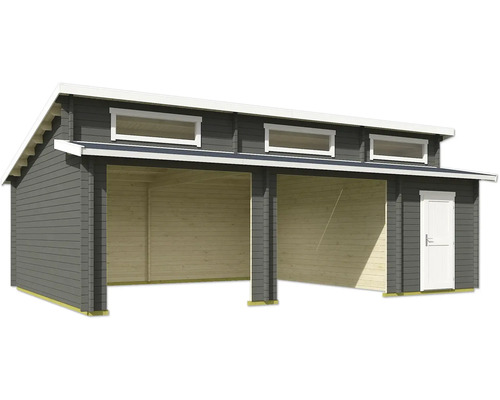 Doppelcarport mit Geräteraum aus Holz