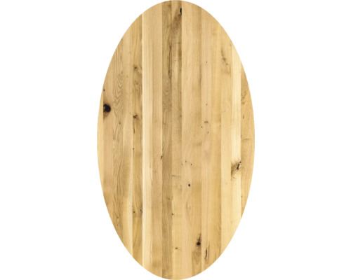 Tischplatte Eiche Vintage oval, geölt mit durchgehenden Massivholzlamellen 1600 x 900 x 26 mm Ovale Tischplatte aus Holz