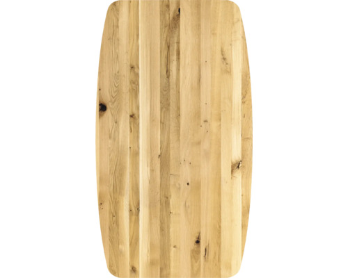 Tischplatte Eiche Vintage geölt mit durchgehenden Massivholzlamellen Bootsform 1600 x 900 x 26 mm Holztischplatte aus Eiche