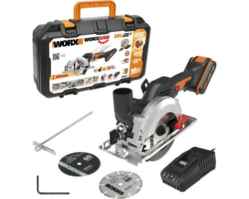 Akku-Handkreissäge Worx WX531 20V, inkl. Koffer, 2 Ah Akku, Ladegerät und Zubehör