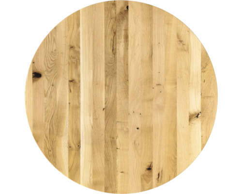 Tischplatte Eiche Vintage rund, geölt mit durchgehenden Massivholzlamellen Ø 1000 mm, Stärke 26 mm Runde Tischplatte aus Holz