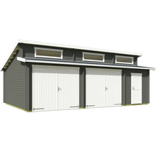 Geräumiges Gerätehaus mit Doppeltür und Seitentür für den Garten