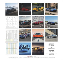 Wandkalender mit zwölf Monatsblättern und verschiedenen Automobilabbildungen