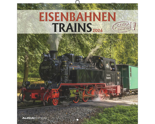 Eisenbahnen Wandkalender für 2026 mit historischer Dampflokomotive