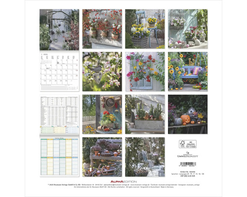 Wandkalender mit jahreszeitlichen Gartenmotiven