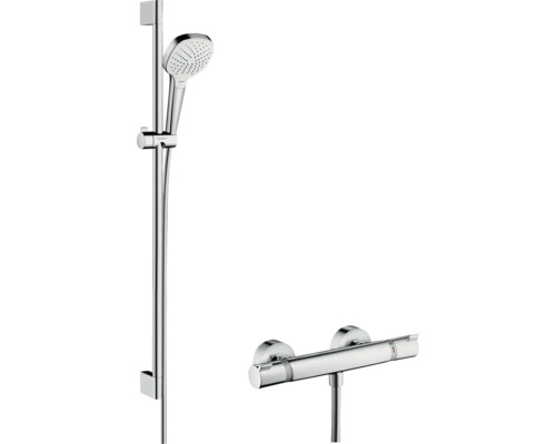 hansgrohe Duscharmatur mit Thermostat CROMA SELECT E VARIO weiß chrom inkl. Brausestangenset 90 cm 27082400 hansgrohe Duscharmatur mit Thermostat CROMA SELECT E VARIO weiß chrom inkl. Brausestangenset 90 cm 27082400