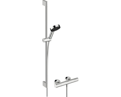 hansgrohe Duscharmatur mit Thermostat PULSIFY SELECT S 105 3JET RELAXATION ECOSMART chrom inkl. Brausestangenset 90 cm 24271000