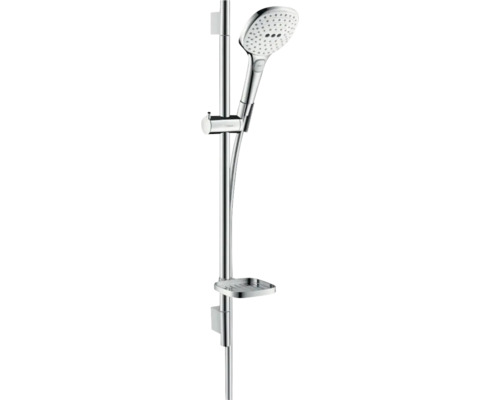Brausegarnitur hansgrohe Raindance Select E 120 3jet EcoSmart chrom weiß glänzend Brausestangenlänge 718 mm 26622400