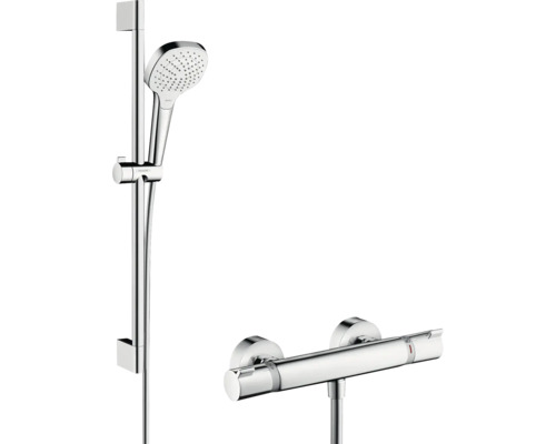 hansgrohe Duscharmatur mit Thermostat CROMA SELECT E VARIO weiß chrom inkl. Brausestangenset 65 cm 27081400 hansgrohe Duscharmatur mit Thermostat CROMA SELECT E VARIO weiß chrom inkl. Brausestangenset 65 cm 27081400