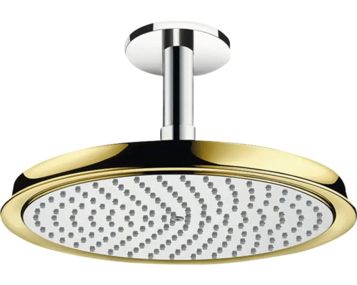 Kopfbrause Set hansgrohe Raindance Classic 1jet rund Ø 270 mm mit Deckenanschluss chrom/polished gold optic 27405090