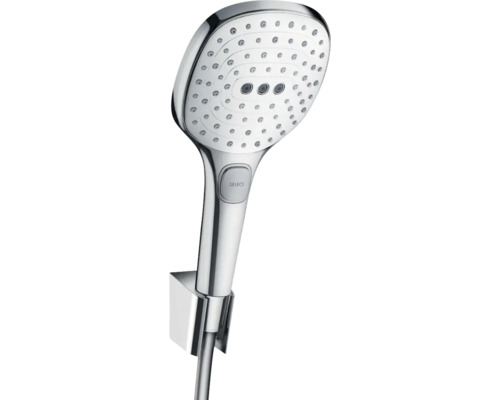 Handbrause Set hansgrohe Raindance Select E 120 3jet eckig mit Brauseschlauch 160 cm chrom/weiß 26720400 Handbrause Set hansgrohe Raindance Select E 120 3jet eckig mit Brauseschlauch 160 cm chrom/weiß 26720400