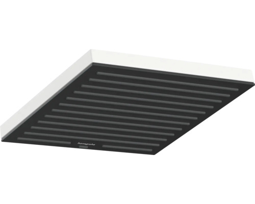 Kopfbrause hansgrohe Pulsify E 260 1jet eckig 260 x 260 mm weiß matt 24330700 Hansgrohe Logo auf quadratischer Kopfbrause