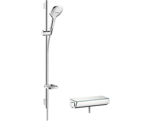hansgrohe Duscharmatur mit Thermostat RAINDANCE SELECT E 120 3JET weiß chrom inkl. Brausestangenset 90 cm 27039400 hansgrohe Duscharmatur mit Thermostat RAINDANCE SELECT E 120 3JET weiß chrom inkl. Brausestangenset 90 cm 27039400