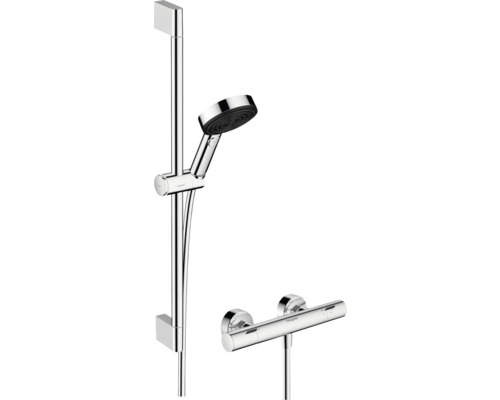 hansgrohe Duscharmatur mit Thermostat PULSIFY SELECT S 105 3JET RELAXATION ECOSMART chrom inkl. Brausestangenset 65 cm 24262000