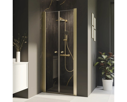 Duschtür in Nische mit Pendeltür BREUER Elana 2.0 rund 100 cm Profil gold Klarglas Reversibel