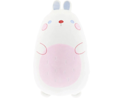 Weißes Hasenkuscheltier mit rosa Details