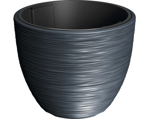 Blumentopf Furu Kunststoff Ø 47 cm H 38,5 cm anthrazit mit Pflanzeinsatz Pflanzgefäß mit geriffelter Oberfläche