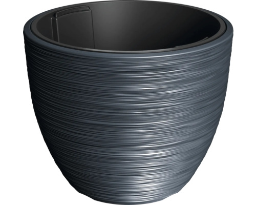 Grauer Pflanzkübel mit horizontal geriffeltem Design