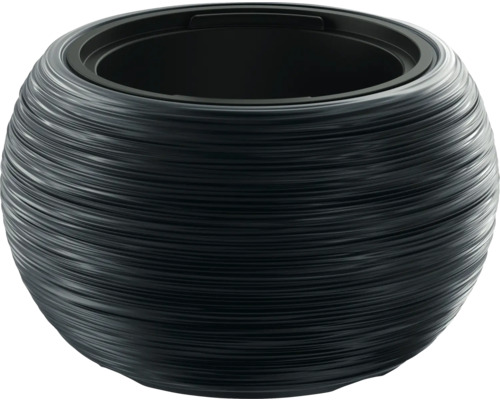 Blumentopf Furu BOWL Kunststoff Ø 37,8 cm H 23 cm anthrazit mit Pflanzeinsatz Runder Pflanzkübel mit gewickelter Optik