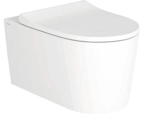 VitrA Wand-WC Set Nest Tiefspüler QuantumFlush ohne Spülrand weiß glänzend mit Beschichtung VitrA Hygiene + VitrA Clean mit WC-Sitz 7870B403-6361 Wandhängendes WC mit geschlossenem WC-Sitz