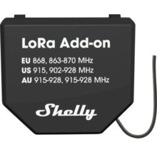 Shelly Logo LoRa Add-on mit Frequenzangaben für EU, USA und Australien