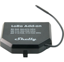 Shelly Logo LoRa Add-on mit EU 868, 863-870 Megahertz, US 915, 902-928 Megahertz und AU 915-928, 915-928 Megahertz Frequenzband
