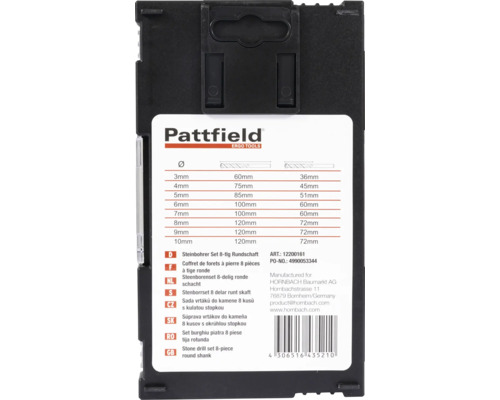 Pattfield Steinbohrer Set 8-teilig mit Rundschaft