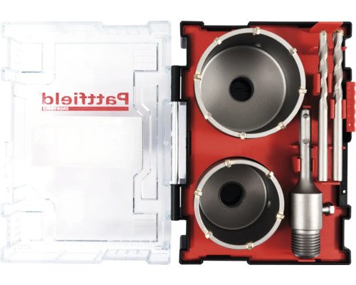 Patfield Dosenbohrer Set in geöffnetem Koffer