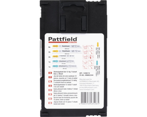 Pattfield Stichsägeblatt Set 12-teilig T-Schaft für Holz und Metall