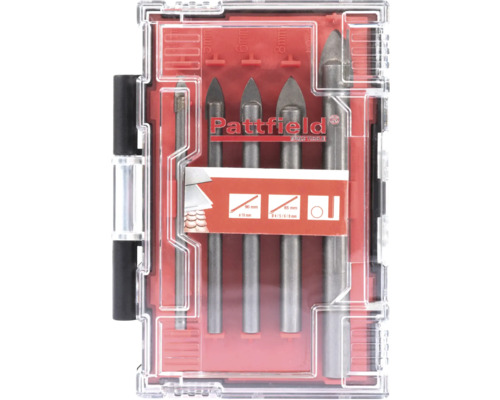 Pattfield Glasbohrer Set mit verschiedenen Größen in einer transparenten Kunststoffbox