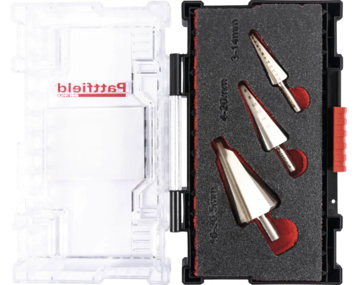 Stufenbohrer Set mit drei Werkzeugen im Koffer