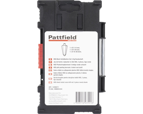 Pattfield HSS Blech Schälbohrer Set, 3-teilig mit Rundschaft