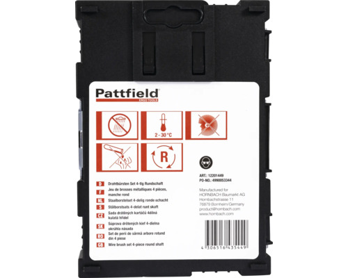 Pattfield Drahtbürsten Set vierteilig Rundschaft Verpackung