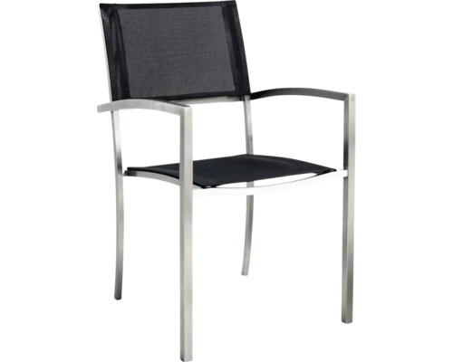 Gartensessel Destiny Square 53 x 63 x 87 cm schwarz Gestell aus Edelstahl, Sitzbezug Textilengewebe, stapelbar