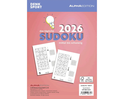 Sudoku Kalender 2026 für Denksport