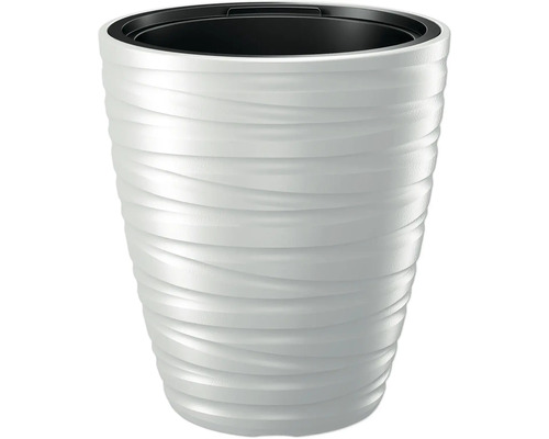 Blumentopf MAZE Kunststoff Ø 37,5 cm H 41,9 cm weiß inkl. Pflanzeinsatz Weißer Pflanztopf mit gewellter Struktur