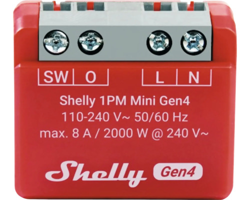 Schalter Shelly 1PM Mini Gen4 rot