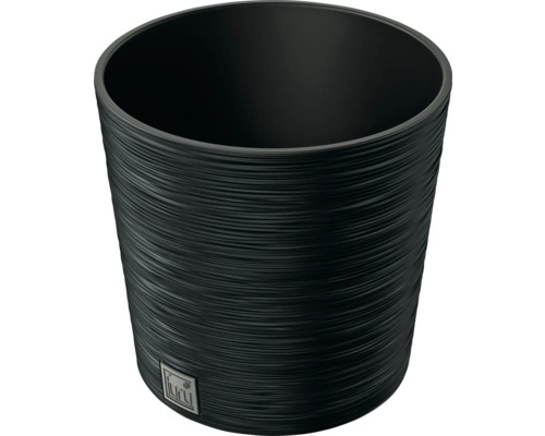 Blumentopf Furu Round Kunststoff Ø 30 cm H 29,4 cm anthrazit mit Pflanzeinsatz Blumentopf mit horizontaler Rillenstruktur