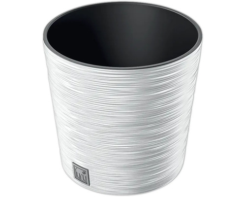 Blumentopf Furu Round Kunststoff Ø 30 cm H 29,4 cm weiß mit Pflanzeinsatz Übertopf mit horizontalem Rillenmuster