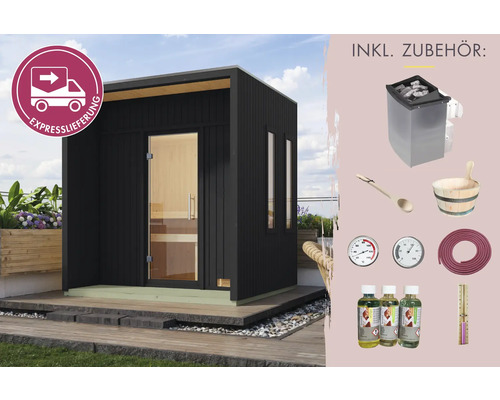 Außensauna mit Zubehör und Expresslieferung