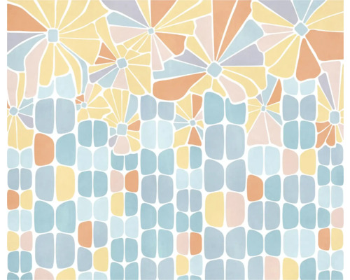 Fototapete Vlies FLX6-040 Garden Dream 6-tlg. 250 x 300 cm Grafisches Muster mit Blumen und geometrischen Formen