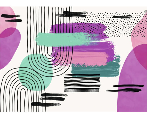 Fototapete Vlies FLX7-013 La Boum 7-tlg. 250 x 350 cm Abstrakte Wanddekoration mit Linien und Flächen