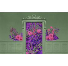 Dekoratives Wandbild mit floralem Muster und Stuckrahmen