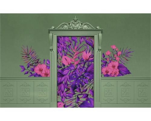 Dekoratives Wandbild mit floralem Muster und Stuckrahmen