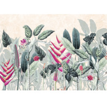 Illustration einer exotischen Pflanzenwelt als Wanddekoration.