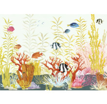 Dekorative Tapete mit Unterwassermotiv, einschließlich Fischen, Korallen und Seegras